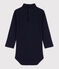 Babies' Long-Sleeved Roll Neck Cotton Bodysuit SMOKING blue