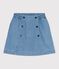 Children's short plain cotton skirt DENIM CLAIR blue