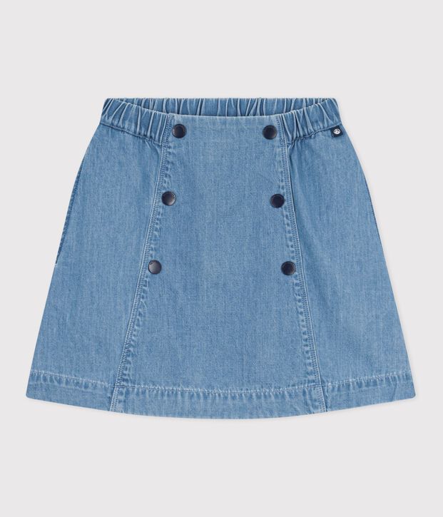 Children's short plain cotton skirt blue