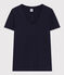 Women's Straight V-Neck Cotton T-Shirt SMOKING blue