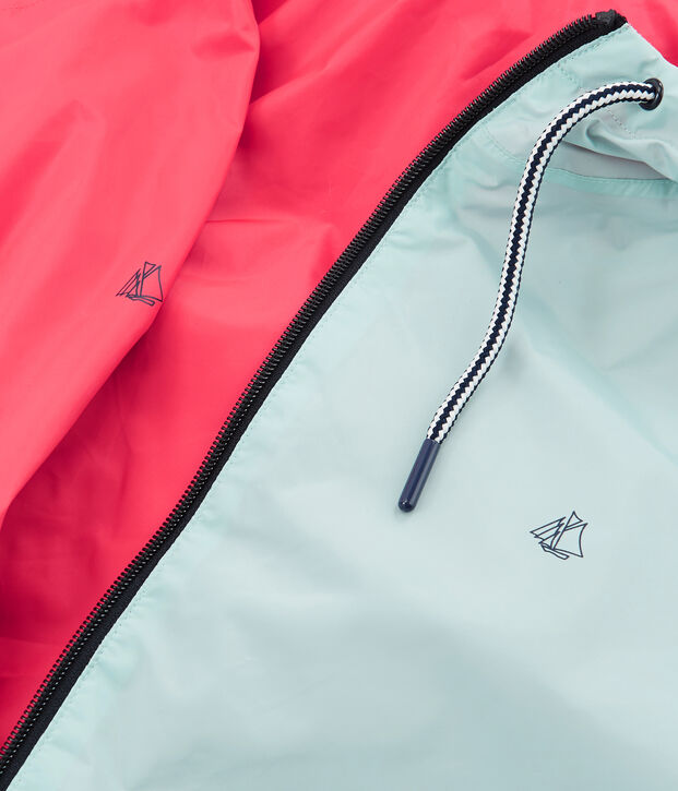 Women's reversible long windbreaker pink/blue