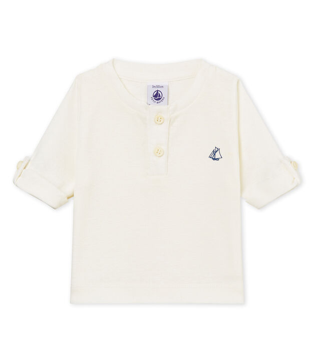 Baby boys' cotton/linen t-shirt white