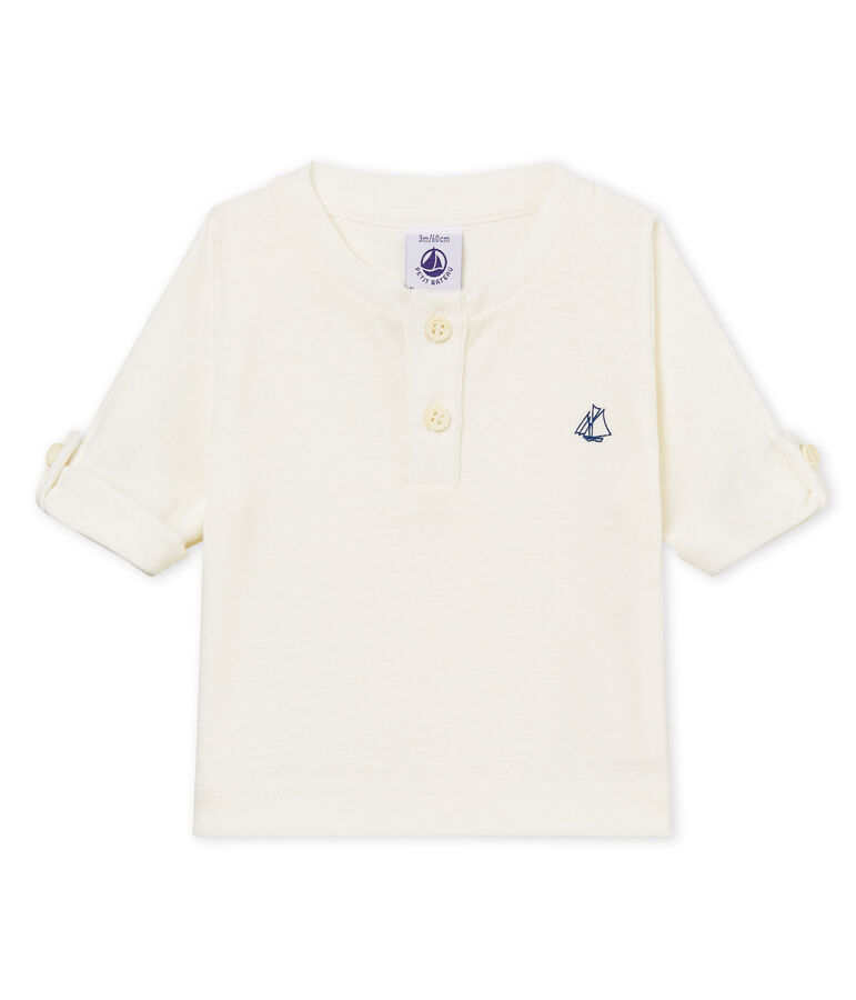 Baby boys' cotton/linen t-shirt white