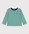 Children's long-sleeved stripy T-shirt green/beige/green