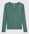 Women's Iconic V-Neck Cotton T-Shirt VALLEE green