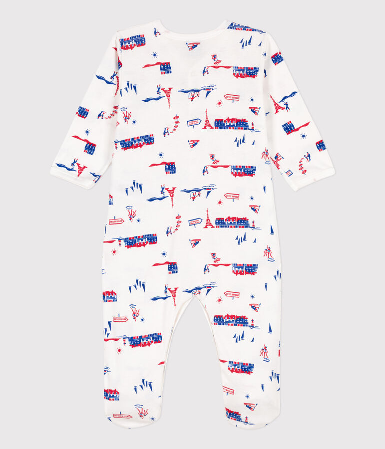 Paris themed cotton sleepsuit white/multicolor