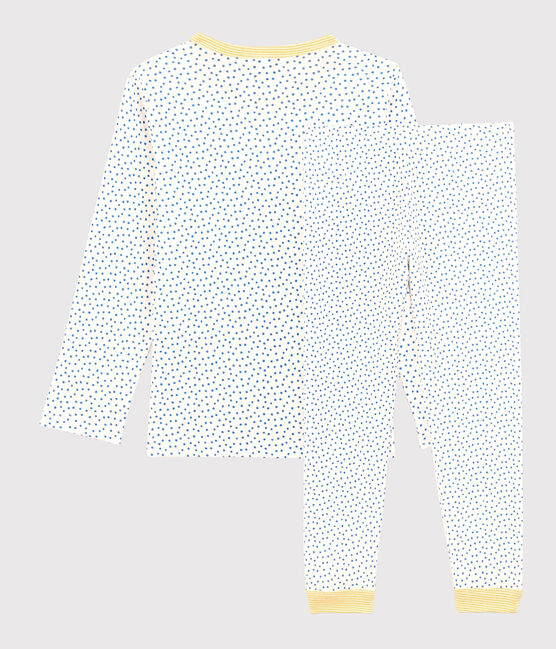 Unisex Patterned Organic Cotton Pyjamas MARSHMALLOW white/BRASIER blue