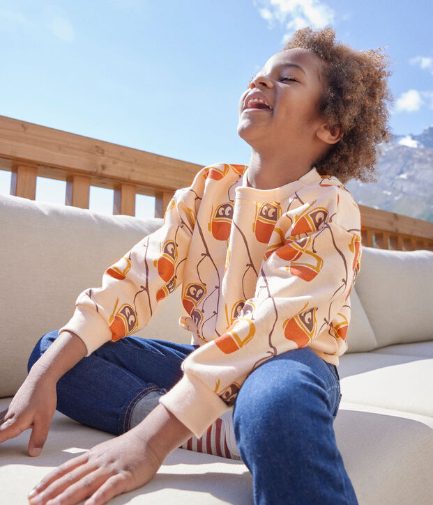 Children's unisex printed fleece sweatshirt Ecru/grey