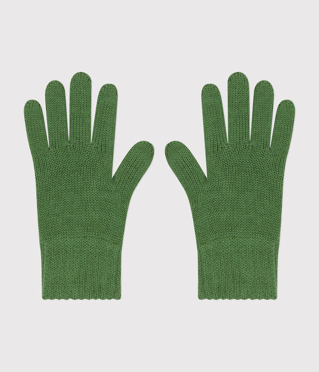 Children's plain knitted gloves green