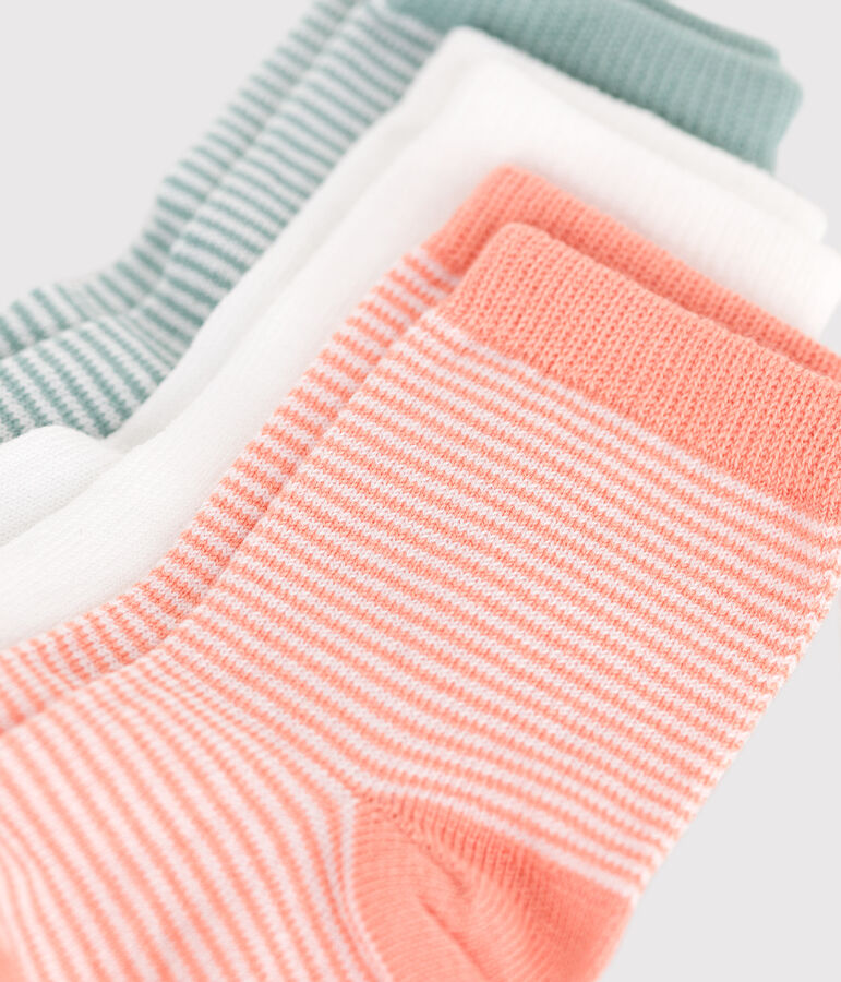 Pairs of babies' pinstripe cotton socks - 3-Pack multicolor