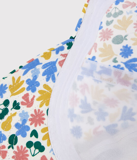 Girls' Flowery Print Cap MARSHMALLOW white/MULTICO white