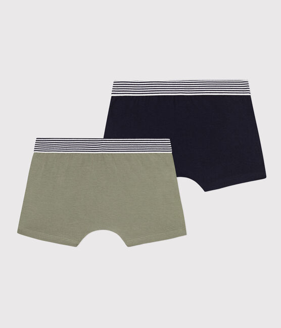 Boys' Plain Cotton and Elastane Boxer Shorts - Pack of 2 variante 1