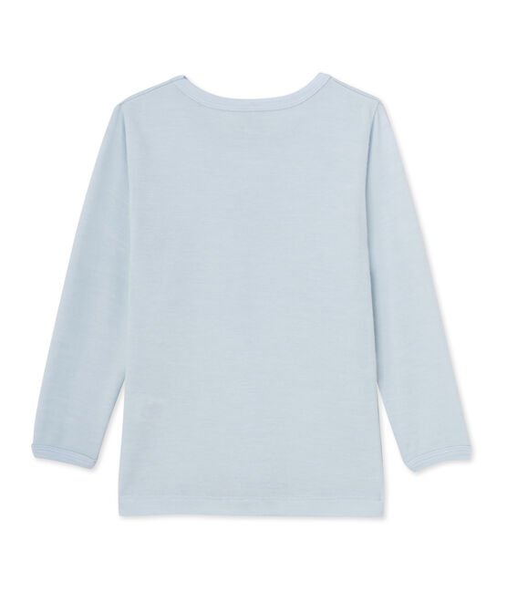 Boy's short-sleeved T-shirt in wool and cotton Fraicheur blue