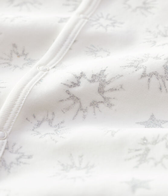 Babies' Starry Velour Sleepsuit MARSHMALLOW white/ARGENT grey