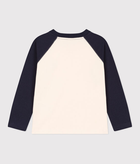 Boys' long-sleeved cotton T-shirt AVALANCHE white/SMOKING blue