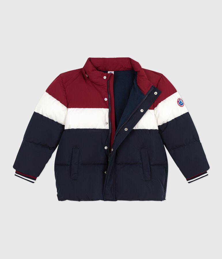 Children's plain colourblock puffer jacket SMOKING blue/MULTICO white