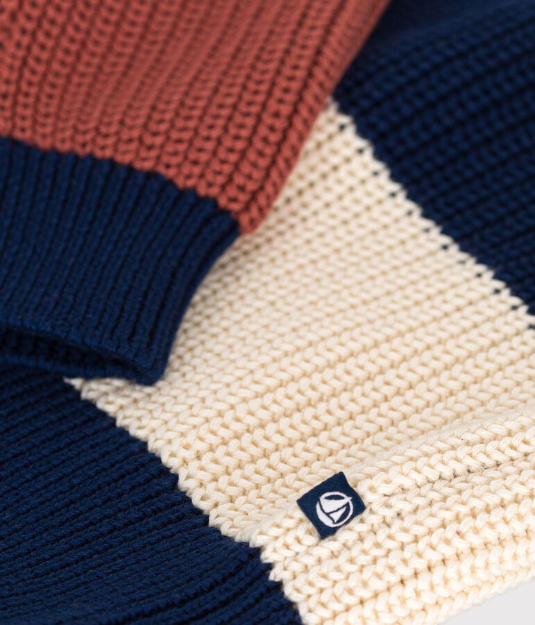 Children's Stripy Cotton Pullover AVALANCHE white/MULTICO