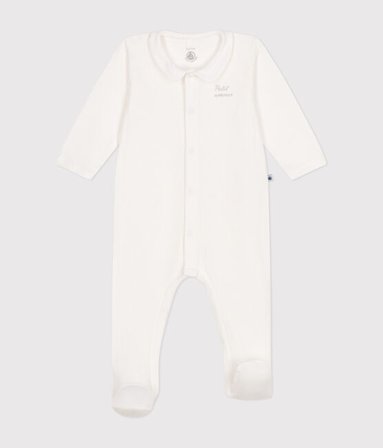 Babies' tube-knit pyjamas MARSHMALLOW white
