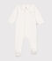 Babies' tube-knit pyjamas MARSHMALLOW white
