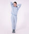 Women's stripy cotton terry pyjamas blue/ecru