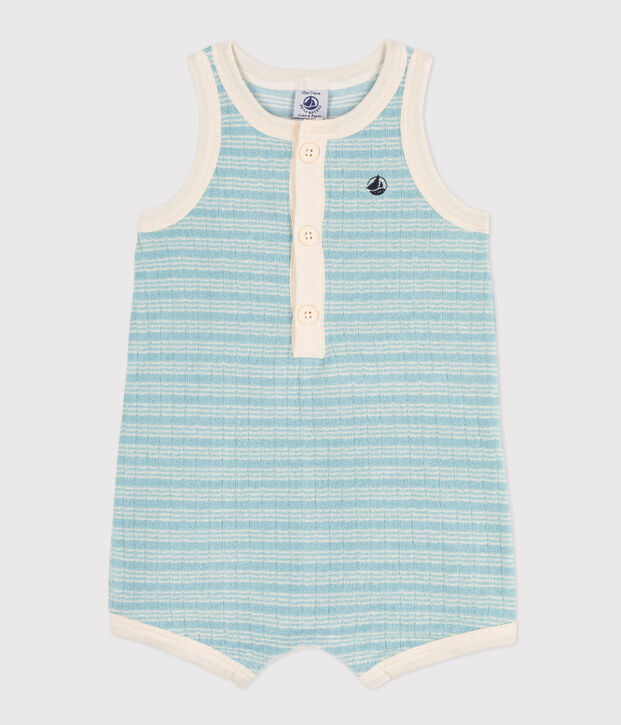 Babies' Striped Terry Playsuit green/ecru