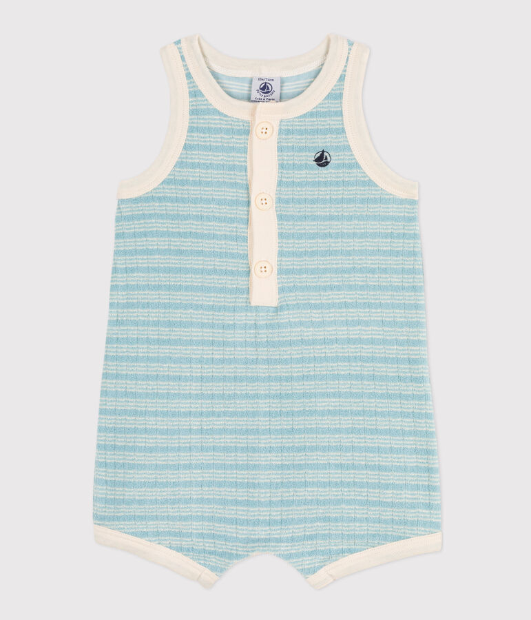 Babies' Striped Terry Playsuit green/ecru