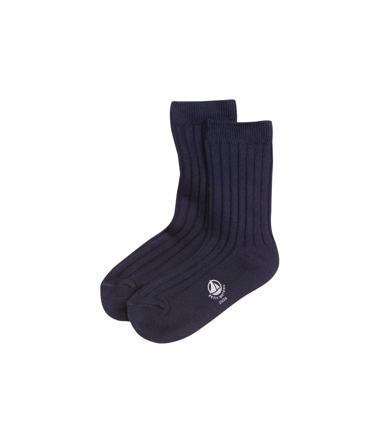 Boys' plain socks Abysse blue