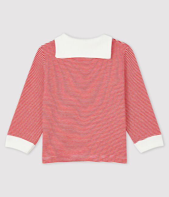 Baby boy's pinstriped t-shirt TERKUIT red/MARSHMALLOW white