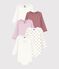 Pack of long-sleeved heart-print cotton bodies for babies multicolor
