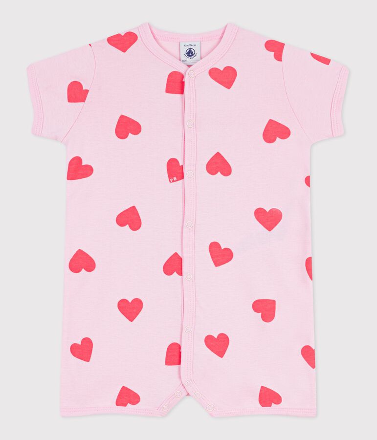 Babies' short heart print cotton jumpsuit MARQUISE /PEACHY
