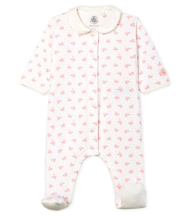 Baby Girls' Tube Knit Sleepsuit white/pink