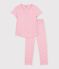 Children's printed cotton pyjamas with short sleeves and long legs pink/multicolor