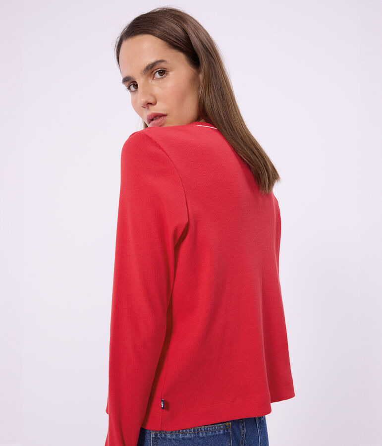 Women's plain cotton cardigan red