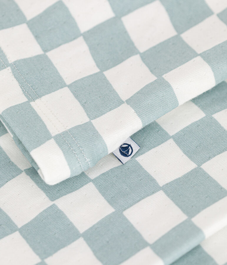 Children's chequer print cotton pyjamas white/green