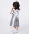 Babies' short-sleeved Breton top with a sailor collar MARSHMALLOW white/SMOKING blue