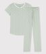 Girls' Short-Sleeved Floral Cotton Pyjamas