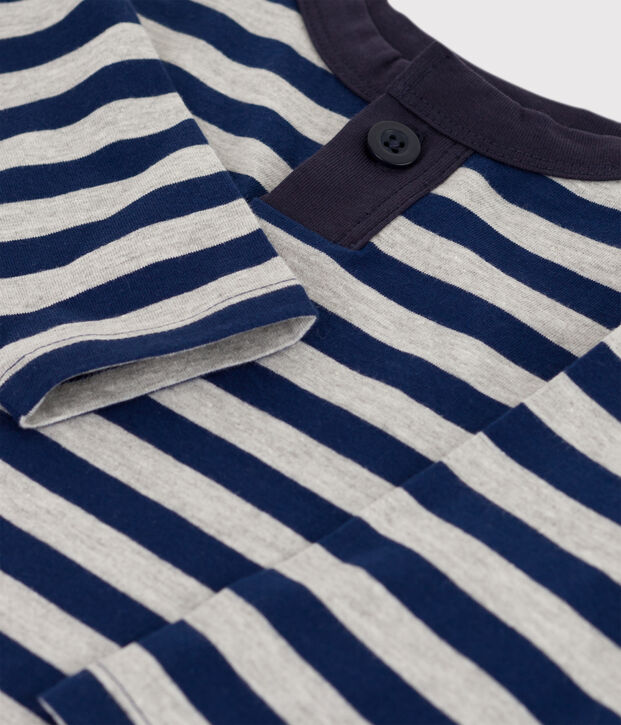 Babies' Long-Sleeved Cotton T-shirt blue/grey