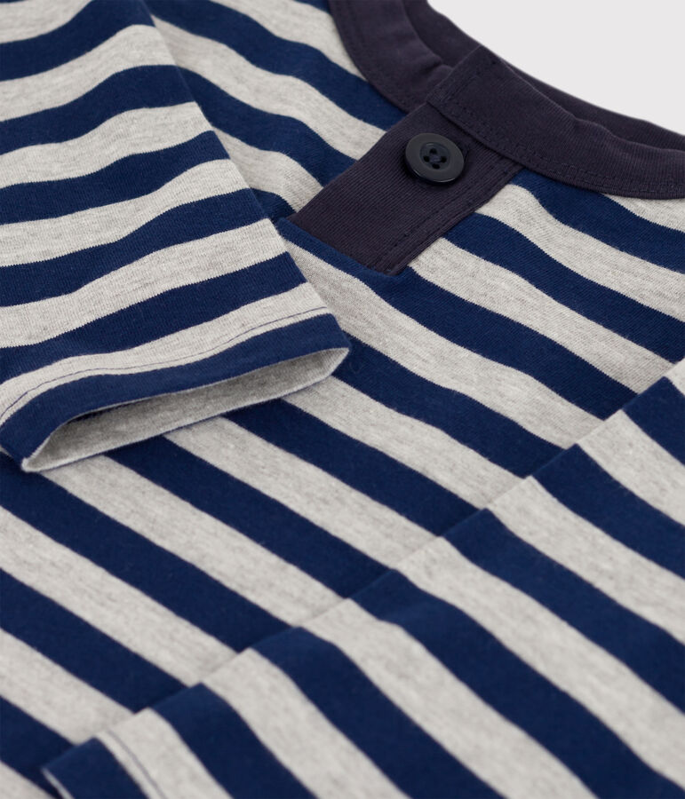 Babies' Long-Sleeved Cotton T-shirt blue/grey