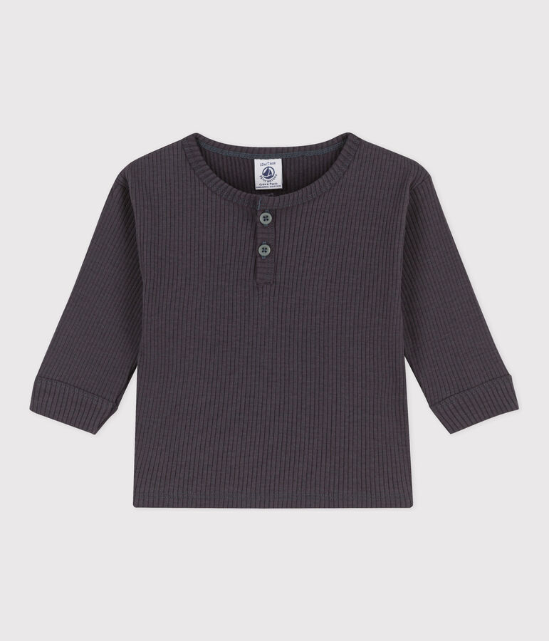 Babies' Long-Sleeved Ribbed T-Shirt grey