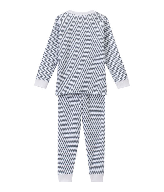 Boy's graphic print pyjamas ECUME white/ASTRO blue