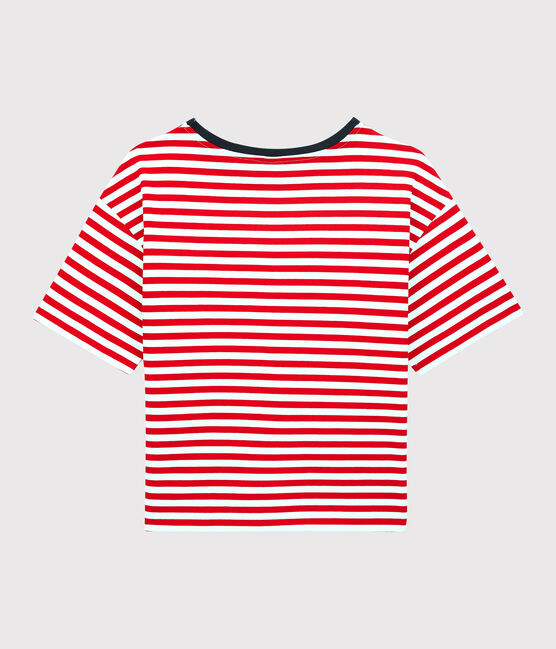 Women's BOXY Cotton T-Shirt PEPS red/MARSHMALLOW white