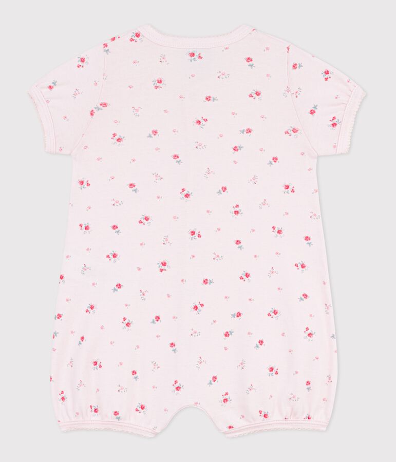 Babies' short floral cotton jumpsuit BARELY pink/MULTICO