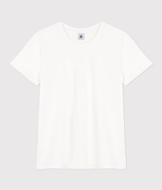 Women's short-sleeved, round-necked Straight T-shirt in fine jersey ECUME white