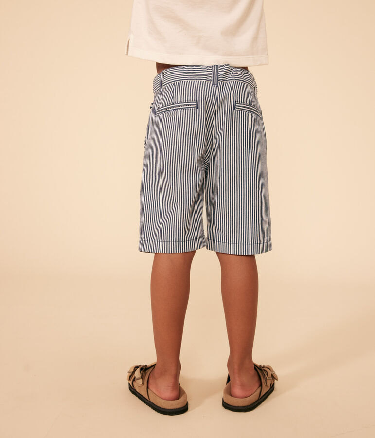 Boys' Stripy Cotton Bermuda Shorts blue/white