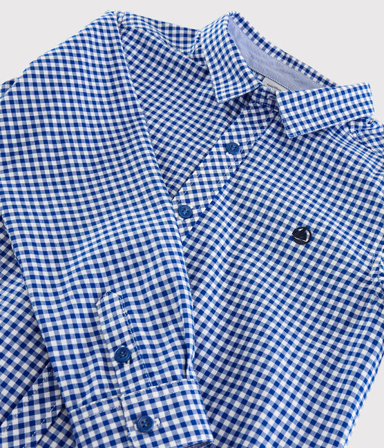 Boys' Long-Sleeved Poplin Shirt MARSHMALLOW white/MULTICO white