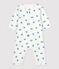 Babies' Footless Organic Cotton Bodyjama MARSHMALLOW white/BRASIER blue