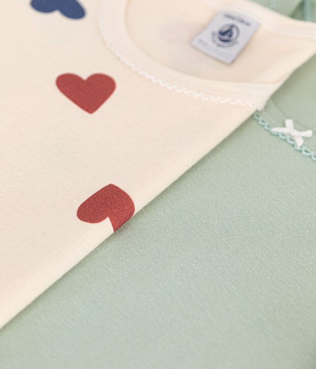 Children's short-sleeved heart pattern cotton T-shirts - 2-pack multicolor