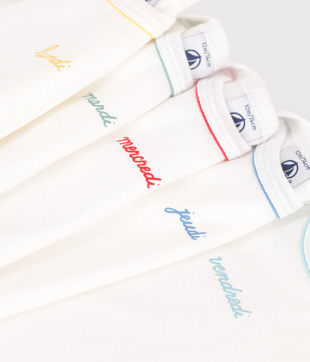 Babies' short-sleeved cotton days of the week bodysuits - 5-pack multicolor