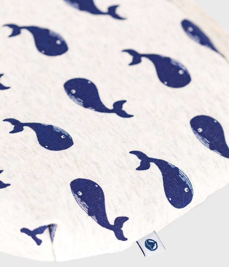 Babies' whale pattern cotton bag beige/blue