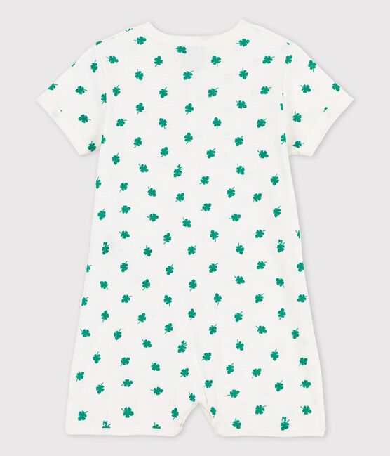 Babies' Cotton/Linen Botanic Print Playsuit MARSHMALLOW white/GAZON green